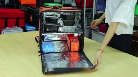 Motocicleta de doble capa 500d PVC impermeable enfriador de hielo papel de aluminio aislado entrega de alimentos bolsa de pizza bolsa de entrega de alimentos mochila bolsas térmicas de almuerzo reutilizables