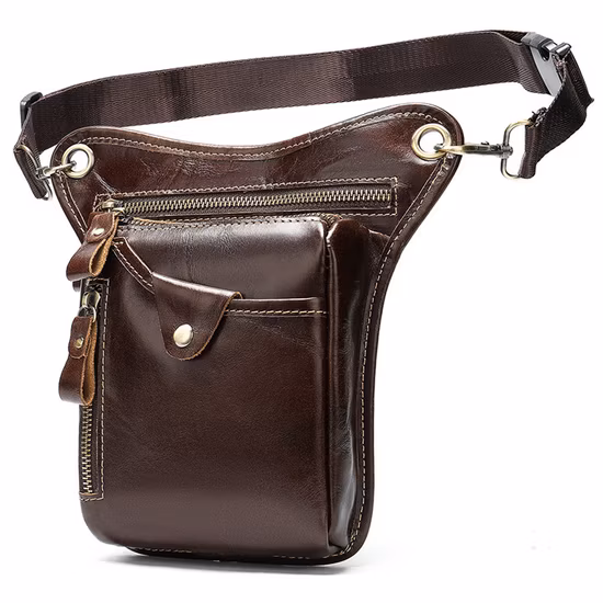 Emg6343 Riñonera de viaje impermeable para motocicleta, bolsa cartuchera para pierna, bolso para muslo, riñonera de cuero para hombre
