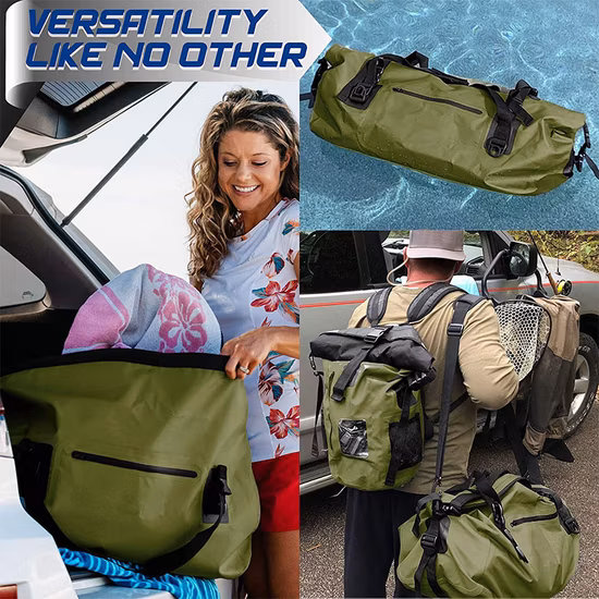 Bolsa seca grande impermeable con tapa enrollable para kayak, rafting, canotaje, natación, Camping, senderismo, pesca en la playa